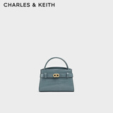 CHARLES&KEITH鳄鱼纹凯莉包手提斜挎婚包包女包生日礼物送女友CK2-50270880-1 Smoky Blue烟熏蓝（新色） S