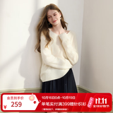 香影【绵羊毛+山羊绒】黄色v领毛衣女2026冬季新款慵懒风针织上衣 白色 XL 170/92A/125-140斤