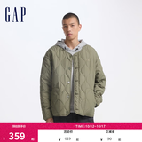 GAP男装印花logo波浪绗线外套轻薄简约风棉服619672 浅绿色 3XL (185/108A) 亚洲尺码 【偏大，建议拍小一码】