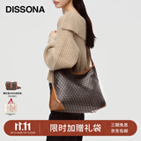 DISSONA【董洁同款】迪桑娜女包幸运锦囊hobo包单肩斜挎包手提包礼物 棕色-大号（肩带可调节）
