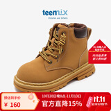 天美意（TEENMIX）童鞋儿童马丁靴女童2024新款春秋单靴男童大黄靴皮靴子中大童短靴 黄色(加绒) 35