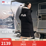 斐乐蓬蓬羽绒服丨FILA过膝长款羽绒女连帽防污保暖外套 正黑色-BK 2XL 180/96A