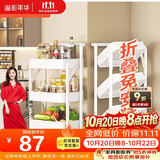 溢彩年华免安装小推车置物架移动书架零食储物收纳架厨房卫生间架子白1860