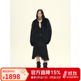 付智恩 芦苇花 进口sagafurs狐狸毛皮草轻盈年轻感圆领毛毛外套女 黑色. 芬兰sagafurs狐狸毛 L