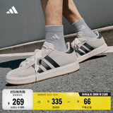 adidas 面包鞋 GRAND COURT BASE 00s休闲板鞋平底鞋男女阿迪达斯   矾土棕/黑色/汉玉白   41