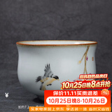 容山堂官窑彩绘茶杯大小号可养开片主人杯单个杯盏品茗杯功夫茶具 官窑茶杯-蕙心兰质