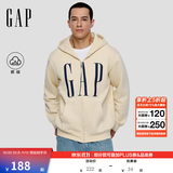 GAP男女装秋季logo印花抓绒宽松运动连帽衫卫衣786920 米色 L (175/96A)亚洲尺码【偏大,建议拍小一码】
