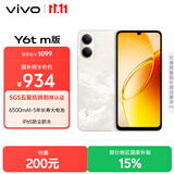 vivo Y6t m版 4GB+128GB 流云白 6500mAh 5年长寿大电池 SGS五星抗跌耐摔认证 IP65防尘抗水 AI手机