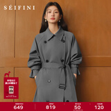 诗凡黎（‘S EIFINI）【长期主义风衣】2026秋季特调色经典双排扣英伦长款风衣外套女 灰色长款 S