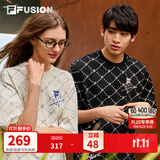FILA FUSION 斐乐潮牌短袖T恤男女针织满印老花时尚宽松纯棉日常通勤 41麦乳色-BG S 165/88A