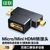 绿联HDMI公对母转接头高清转换器线 Micro/Mini HDMI转HDMI二合一适用相机接采集卡便携屏显示器 20144