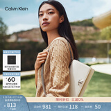 Calvin Klein女包优雅休闲通勤简约字母搭扣ck翻盖荔枝纹链条单肩包斜挎包礼物 GTR-牛乳白 OS
