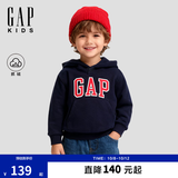 盖璞男女童秋季Logo胶印抓绒套头连帽衫儿童装卫衣829299 海军蓝 110 cm(4-5岁) 亚洲尺码