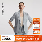 朗姿【Basic衣橱】朗姿25气质西装春季时尚高智风修身职业西服外套女 浅雾霾蓝色2 M