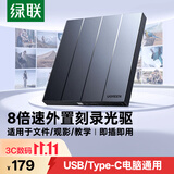 绿联USB外置移动光驱刻录机8倍速读刻一体 适用笔记本电脑外接DVD/CD光盘高速播放便携碟片读取器CM938