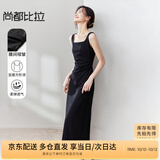 尚都比拉法式高级感连衣裙女秋季赫本风长款气质A字裙抽褶收腰显瘦背带裙