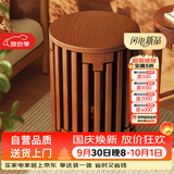 木双福实木家用六合一餐椅矮凳多功能折叠可叠放圆凳客厅沙发便携小矮凳