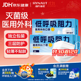 海氏海诺医用外科口罩一次性口罩灭菌级透气独立包装低阻力防尘鼻炎白色60