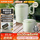 苏泊尔（SUPOR）便携烧水壶电水壶折叠不锈钢0.8L烧水杯旅行出差电热水壶SW-08T02B