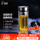 希诺（heenoor）双层玻璃杯男士办公泡茶杯送礼耐高温大容量水杯节日礼物礼盒 经典-加长款410ml