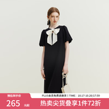范思蓝恩黑色气质显瘦连衣裙女夏季法式蝴蝶结小黑裙设计感12619 黑色 S