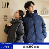 盖璞（GAP）男装秋季款logo宽松连帽泡芙羽绒服百搭简约外套791896 海军蓝 S (165/88A)亚洲尺码