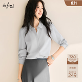 伊芙丽（eifini）蒋欣代言【十年销冠】不易皱简约职业必入衬衫女春秋通勤白色上衣 浅灰 M 100-110斤