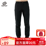 探拓（TECTOP）加绒保暖软壳裤男防风加厚徒步登山裤女户外运动裤子 男款黑色【加绒】 XL