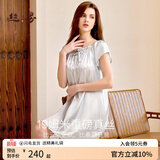 丝界重磅真丝睡裙女100%桑蚕丝舒适短袖公主裙睡衣手工绣花家居服礼物
