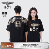 BOY LONDON【暗黑罗盘】夏情侣款短袖权杖印花炸街潮牌T恤N01906 黑印金N01906 经典升级款 L