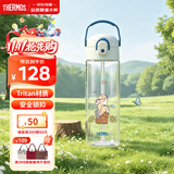 膳魔师（THERMOS）提摩西联名儿童水杯Tritan吸管杯学生6~12岁上学专用水壶600ml 蓝