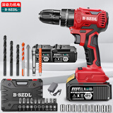 深动力机电钻 无线手电钻家用锂电钻多功能电动螺丝刀 68VF【无刷大功率】8.0Ah双电 红