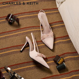 CHARLES&KEITH缎面蝴蝶结尖头高跟凉鞋女生日礼物送女友CK1-60361556 Light Pink浅粉色 37