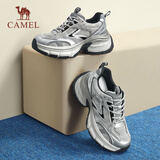骆驼（CAMEL）【星辰】老爹鞋女撞色网布拼接秋厚底休闲鞋 L24A283607 灰/银 37