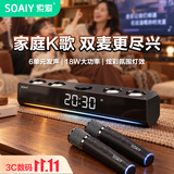 索爱（soaiy）电脑音响SH18蓝牙K歌长条音箱家用桌面低音炮双麦多媒体台式机电竞PS5音乐迷你小钢炮双麦版黑