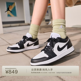 耐克乔丹女子刺绣板鞋秋冬平底低帮轻便运动鞋JORDAN AJ1 DC0774 101白色/黑/白色 37.5