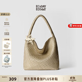 ECODAY编织托特包通勤包女包2026单肩包手提包大容量女士包生日礼物 My dear friend-B007X 香槟金 大号