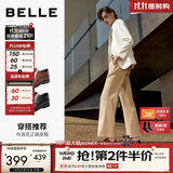 百丽（Belle）男士款商务正装皮鞋男秋季布洛克内增高新郎结婚鞋子加绒89183AM9 棕色常规 43 (265mm)