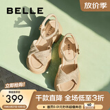 百丽（Belle）满钻条带繁星休闲凉鞋女商场款厚底凉鞋A9S2DBL4 杏色 39 (245mm)