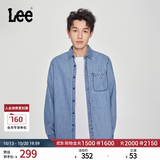 Lee标准版翻领经典工装设计男士长袖牛仔衬衫日常休闲潮流LMT009 浅蓝色2 XL