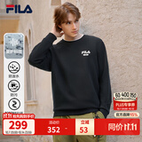 FILA斐乐套头运动卫衣男秋冬休闲简约圆领套头衫保暖打底衫上衣防泼水 【防泼水版】正黑色-BK 2XL