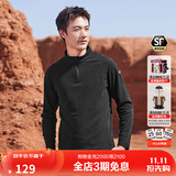 思凯乐（SCALER）抓绒衣男户外运动保暖弹力外套男女长袖t恤 黑色-男款 L