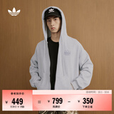 adidas 2025针织运动连帽夹克早秋外套卫衣男女阿迪达斯三叶草 浅麻灰   2XL