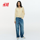 H&M女装毛针织衫夏季慵懒风休闲打底衫短款开衫内搭外套0579541 浅黄色203 S 160/88