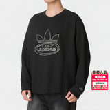 阿迪达斯（adidas）三叶草纯棉短袖女2026夏季新款时尚半袖三条纹宽松透气休闲t恤男 KX0821/黑色/长袖 L 【建议体重140斤-160斤】