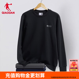 乔丹加绒卫衣男外套秋冬季透气长袖圆领套头衫针织上衣运动服 黑色  常规-349A-秋季推荐 L