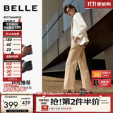 百丽（Belle）男士款商务正装皮鞋男秋季布洛克内增高新郎结婚鞋子加绒89183AM9 棕色常规 41 (255mm)