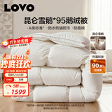LOVO罗莱 A类羽绒被95%白鹅绒被子冬季被芯双人羽绒被220cm*240cm