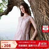 三彩2025夏季新款莱赛尔连衣裙圆领系带背心裙宽松长裙M 粉白花卉 S 155/80A