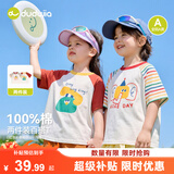 嘟嘟家[两件装]儿童短袖夏装透气男童T恤卡通女童上衣宝宝衣服 红色 90